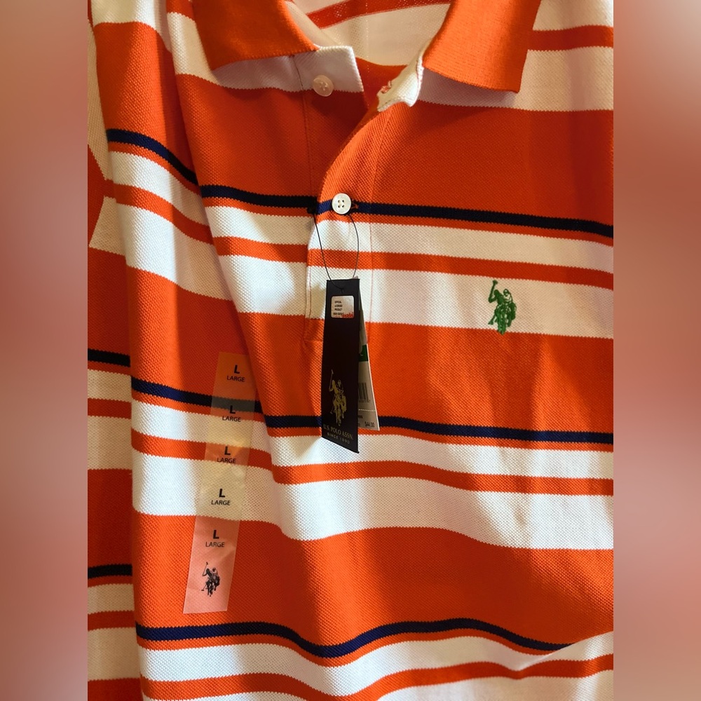 U.S. Polo Assn. Orange Striped Polo Shirt - Picture 2 of 4